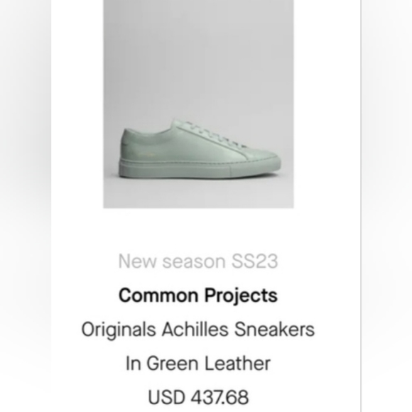 Womens Common Projects Achilles Low Sneakers in Mint Green - Picture 12 of 17